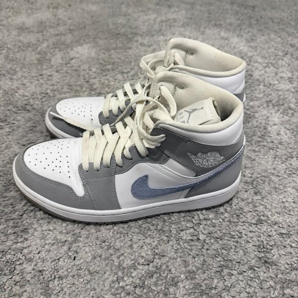 Jordan 1 Mid Wolf Grey Aluminum - Women's - Picture 5 of 8